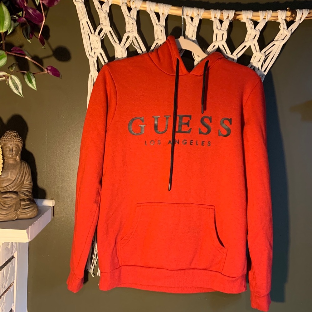 GUESS oversized hoodie red size s mens